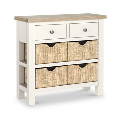 Farro Basket Coconut Console Table With Washed Oak Top - Fully AssembledBy Roseland Furniture from B&Q