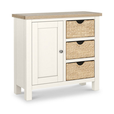 Farro Basket Coconut Small Sideboard With Washed Oak TopFully AssembledBy Roseland Furniture from B&Q
