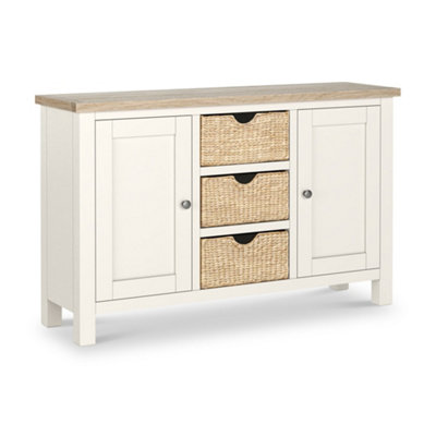 Farro Basket Coconut Large Sideboard With Washed Oak TopFully AssembledBy Roseland Furniture from B&Q