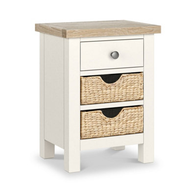 Farro Basket Coconut White 3 Drawer Bedside TableFully AssembledBy Roseland Furniture from B&Q