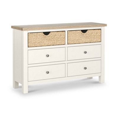 Farro Basket Coconut White 6 Drawer ChestFully AssembledBy Roseland Furniture from B&Q