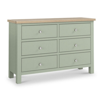 Farro Sage 6 Drawer Chest With Washed Oak TopFully AssembledBy Roseland Furniture from B&Q