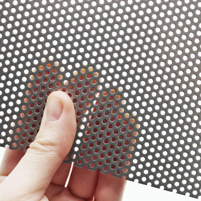 The Mesh Company Ss304 2mm Round Hole 1mm Thick Perforated Metal500 X 500mm from B&Q
