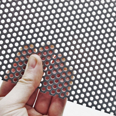 The Mesh Company Ss304 3mm Round Hole 1mm Thick Perforated Metal500 X 500mm from B&Q