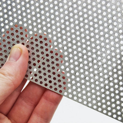 The Mesh Company Aluminium 2mm Round Hole 1mm Thick Perforated Metal500 X 500mm from B&Q