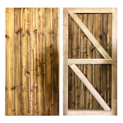B&Q -  Ruby Treated Featheredge Gate 1.5M Ruby Padstow Sturdy Wooden Garden Entry Gate 1425mm Wide Right Hand Hinge
