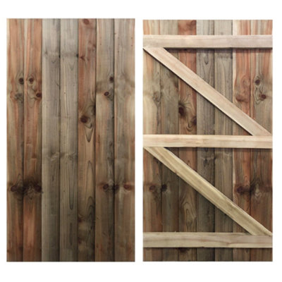 B&Q -  Ruby Featheredge Gate 1.5M Ruby Falmouth Treated Wooden Side Garden Gate 600mm Wide Right Hand Hinge