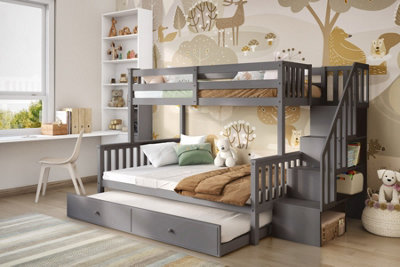 Flair Grey Tag Triple Staircase Bunk Bed With Trundle - Image 6