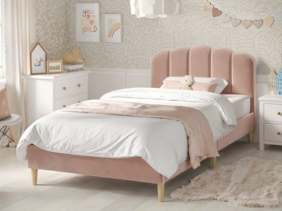 Flair - Bed Frame - Velvet - Pink - Scallop - Image 7