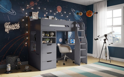 Flair Cosmic Storage Wooden Sleeper Bed - Grey