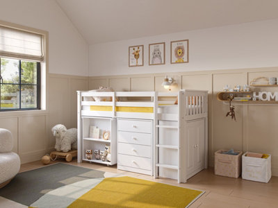 B&Q -  Soban Shorty Midsleeper Cabin Bed With Desk White