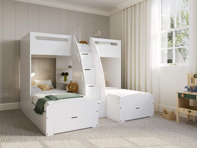 Rackhams White Eddie Staircase Triple Bunk Bed With Storage - Image 5