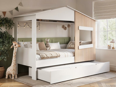Flair White Dreamland House Bed With Trundle Oak - Image 7
