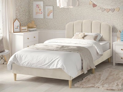 Flair Furniture Scallop Bed Frame Single Cream Velvet - Image 7