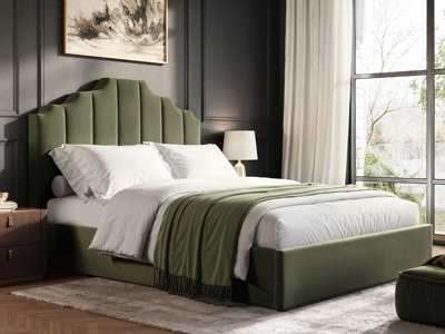 Flair Margot Khaki Green Velvet King Size Ottoman Bed - Image 7