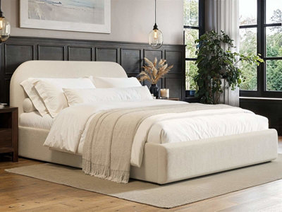 Flair Cream Alba Ottoman Bed Boucle Kingsize B&Q