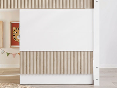 Flair Luca 3 Drawer Chest Ribbed White & Oak from B&Q