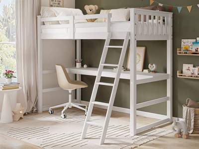 B&Q -  Jules High Sleeper With Desk White