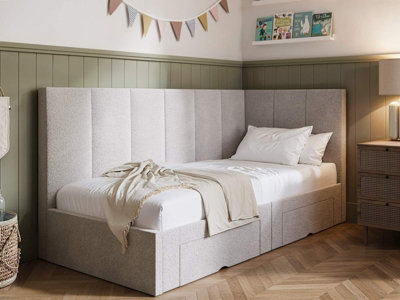 Flair Harley 2 Drawer Beige Boucle Bed Frame - Cream - Size 2 - Image 6