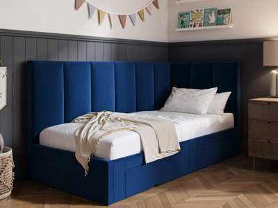 Flair Harley Navy Velvet Bed Frame With Storage - Image 6