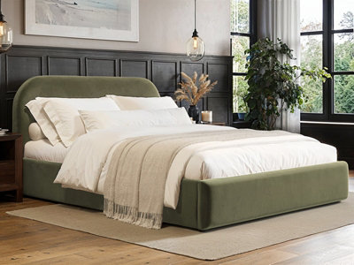 Flair Alba King Size Velvet Ottoman Bed - Khaki - Image 6