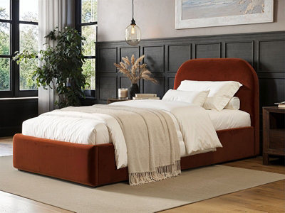 B&Q -  Alba Single Ottoman Bed Orange Velvet