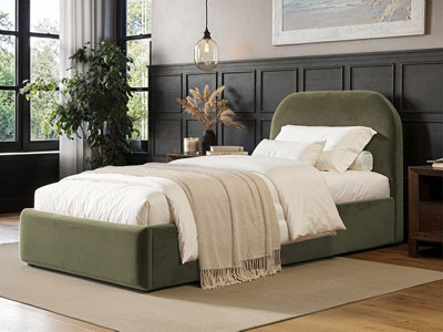 Flair Furniture Alba Single Ottoman Bed - Velvet - Green - Extra Small - Image 6