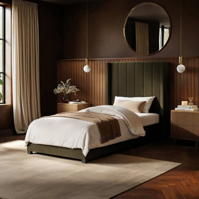 Flair Furniture - Single Ottoman Bed - Velvet - Green - Image 6