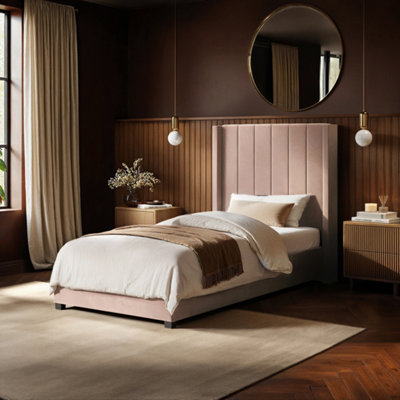 Flair Tiggy Single Ottoman Bed Pink Velvet