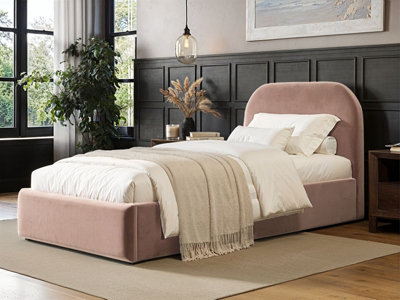 Flair Alba Pink Velvet Single Ottoman Bed - Image 5