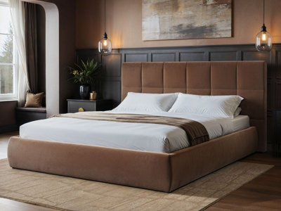 B&Q -  Mika Ottoman Bed Chocolate Velvet Kingsize