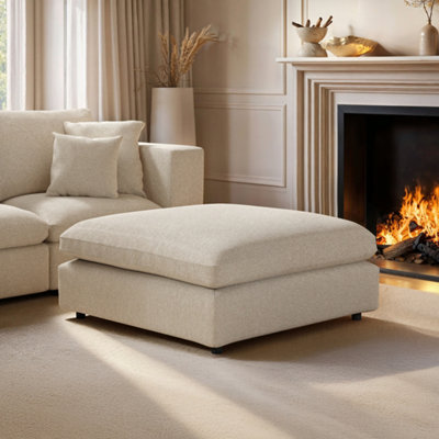 Solace+Co Asher Footstool Beige Boucle from B&Q