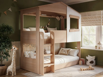 B&Q -  Dreamland House Bunk Bed Oak