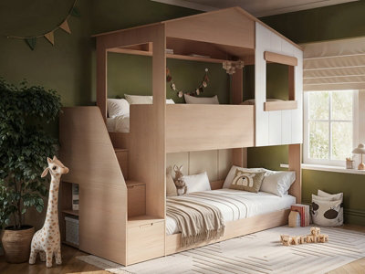 Flair Dreamland House Staircase Bunk Bed Oak from B&Q