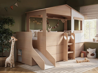 Flair Dreamland House Midsleeper With Slide And Storage - Brown - Image 7