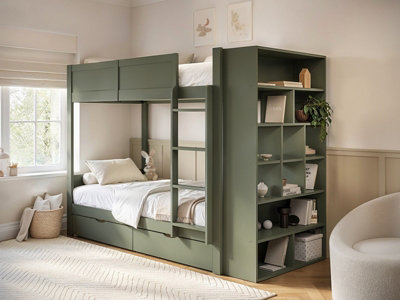 B&Q -  Ruby Wooden Bunk Bed With Storage Green
