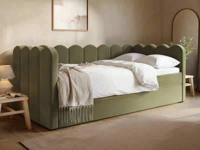 Flair Esme Cloud Khaki Velvet Day Bed with Trundle - Image 7