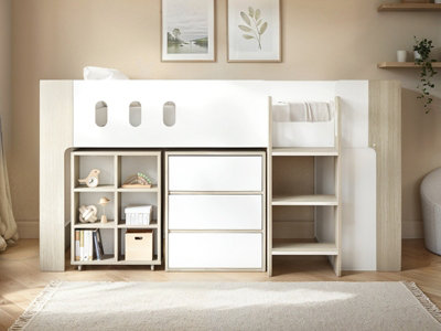 Rackhams White Willow Mid Sleeper Bed With Desk & Storage & Oak - Single - Image 7
