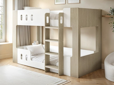 B&Q -  Willow Low Bunk Bed White & Oak