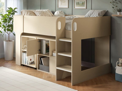Flair Leo Mid Sleeper With Desk & Storage Scandi Light Oak from B&Q