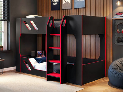 Flair Shuttle Gaming Bunk Bed Black & Red - Black - Image 4