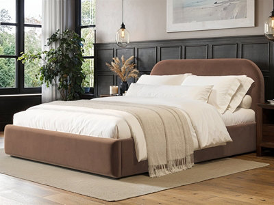 Flair Alba Chocolate Velvet Ottoman Bed Double from B&Q