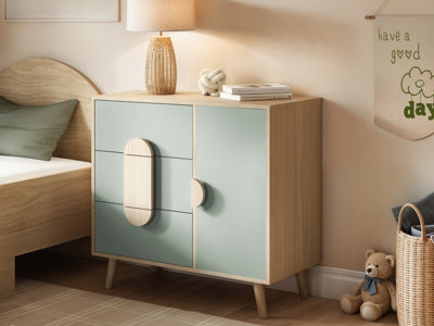 Flair Noah Chest Of Drawers Oak & Green from B&Q