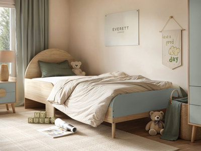Flair Green Noah Single Curved Headboard Bed Oak & B&Q