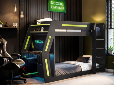 Flair Alister Charcoal and Green Gaming Bunk Bed with Desk - Image 5