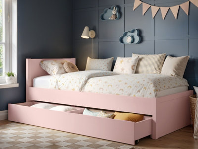 Flair Unisex Pink Oli Wooden Bed With Drawers In Single - Image 7