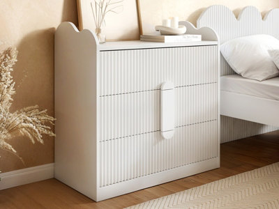 B&Q -  Calista Ribbed Chest Of 3 Drawers White