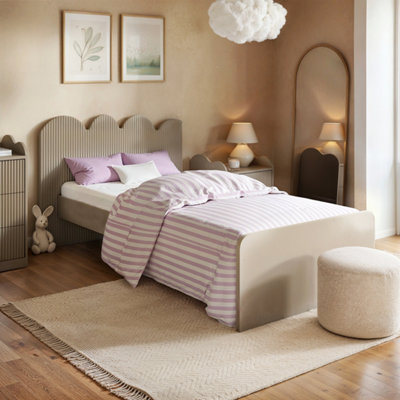 Flair Calista Ribbed Cloud Headboard Single Bed Taupe B&Q