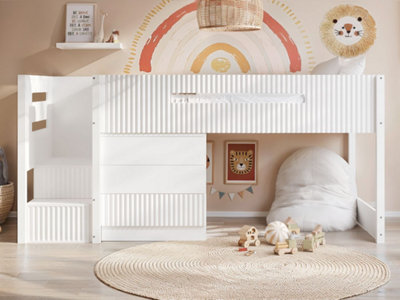 Flair Luca Mid Sleeper With 3 Drawer Chest Ribbed White from B&Q