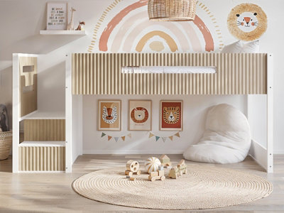 Flair Luca Mid Sleeper With 3 Drawers Chest Pair Ribbed White & Oak from B&Q